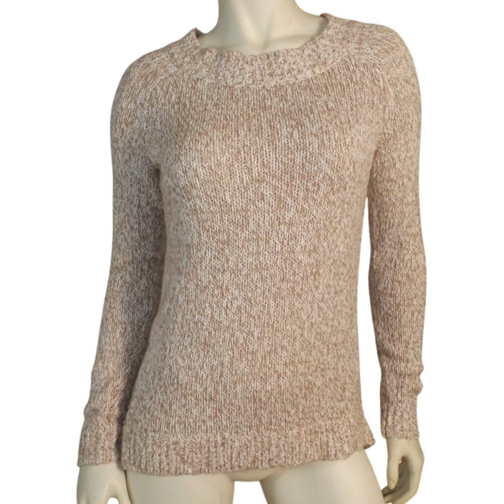 LOFT Sweater, S, Beige/ivory speckled, Long sleeves, Soft! Longer back
